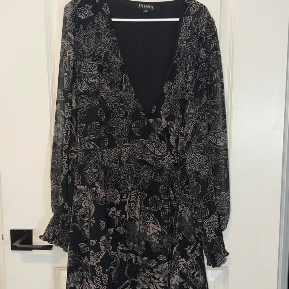 Witchy, gothic, alternative, feminine, wrap dress